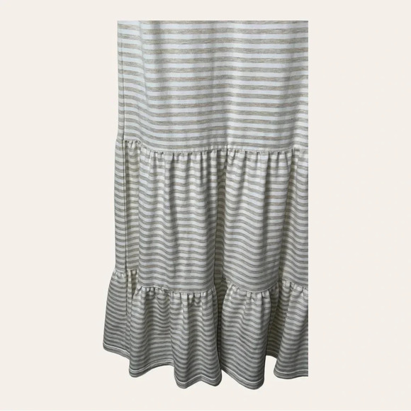 0030W. Bb DAKOTA MAXI TIERED DRESS WIDE STRAPS CREAM AND WHITE IN STRIPES XSMALL - Picture 13 of 14